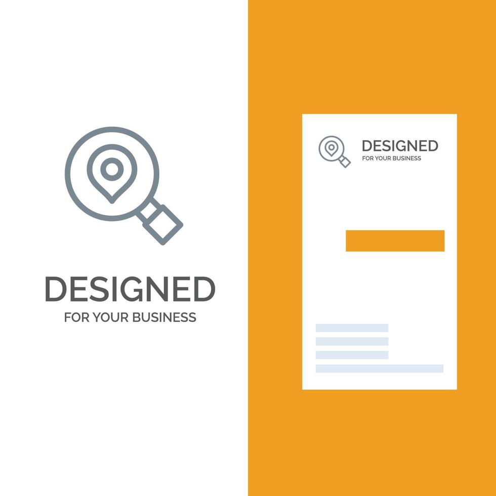 Research Search Map Location Grey Logo Design and Business Card Template vector