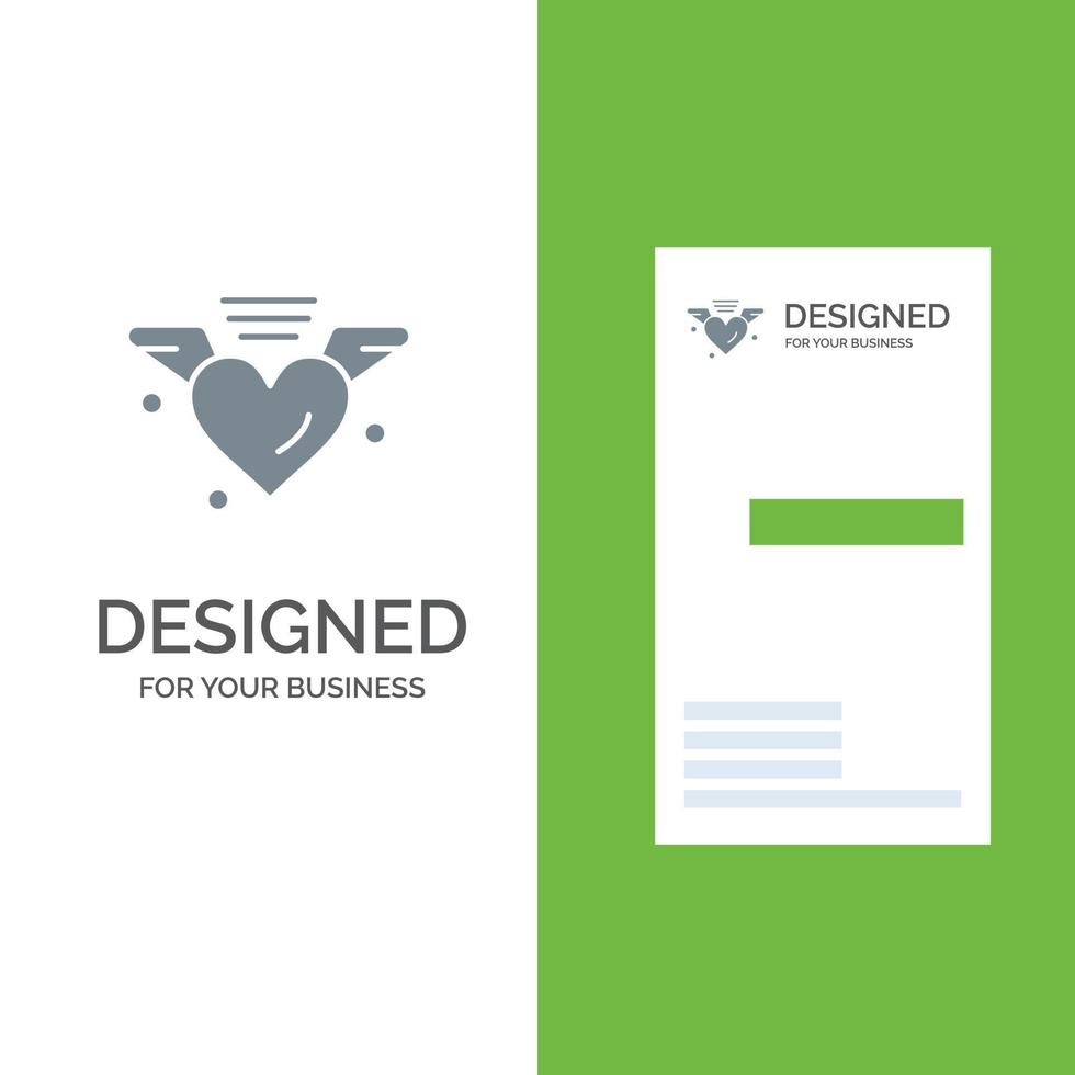 Loving Love Heart Wedding Grey Logo Design and Business Card Template vector