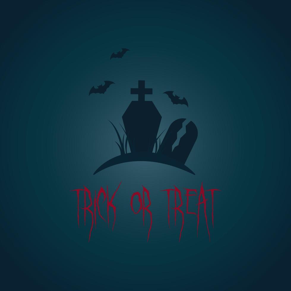 Halloween silhouette graveyard. Trick or treat background. vector