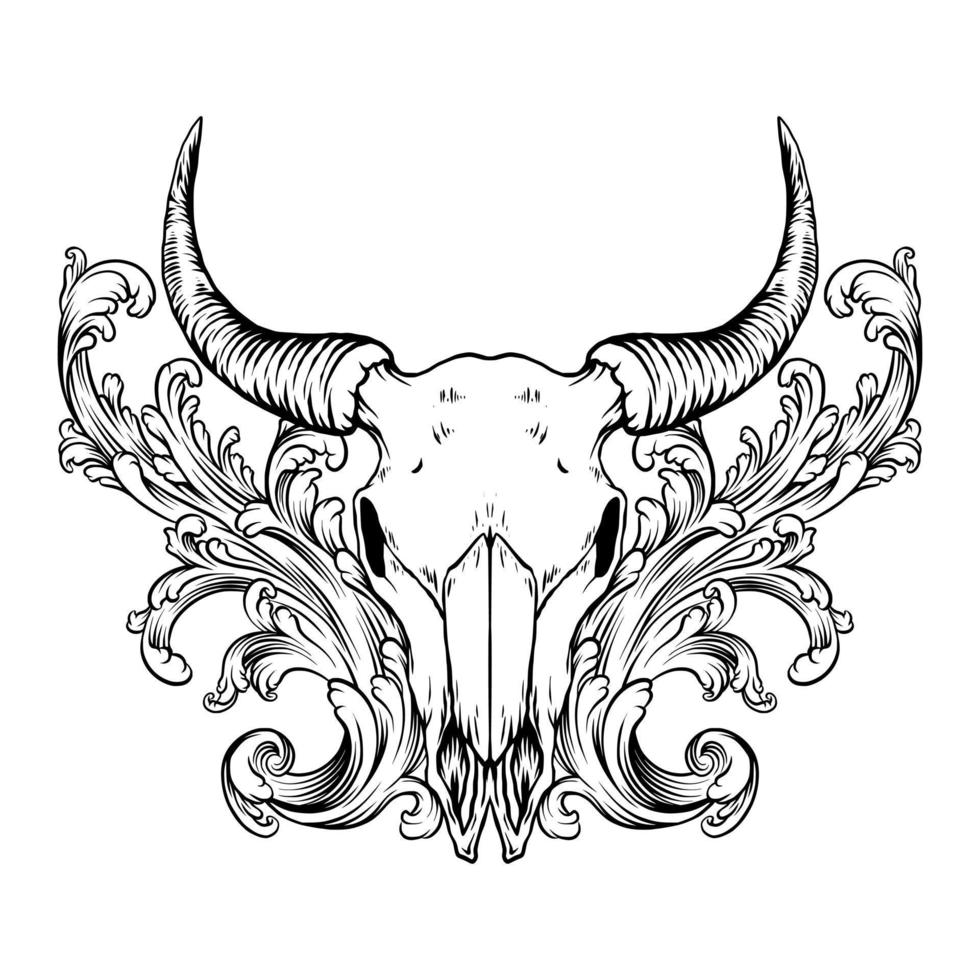 Bull skull ornament vector art