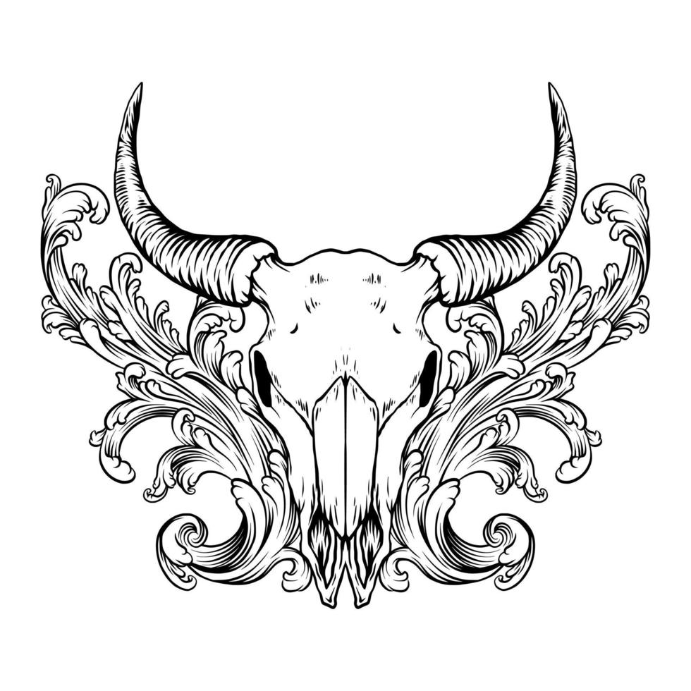 Bull skull ornament vector art