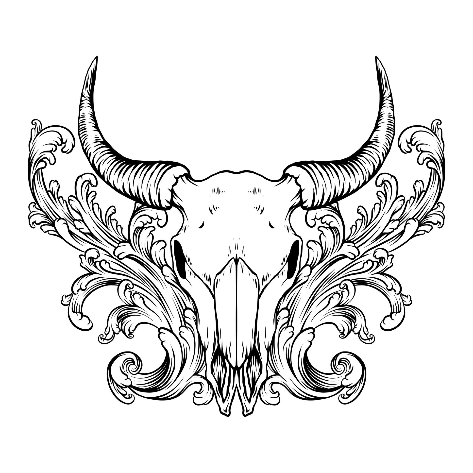Bull skull ornament vector art 13509175 Vector Art at Vecteezy