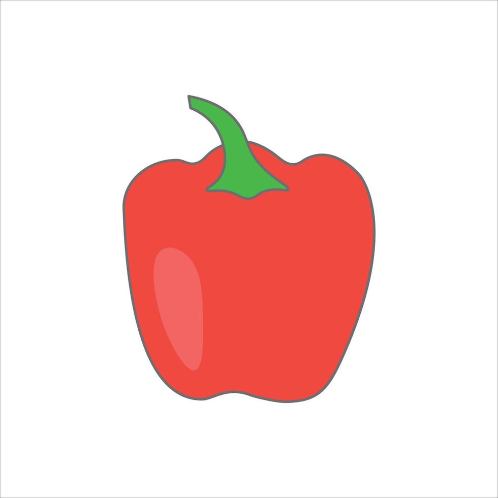 Red pepper icon. Vector illustration of a flat design of red pepper on a white background.