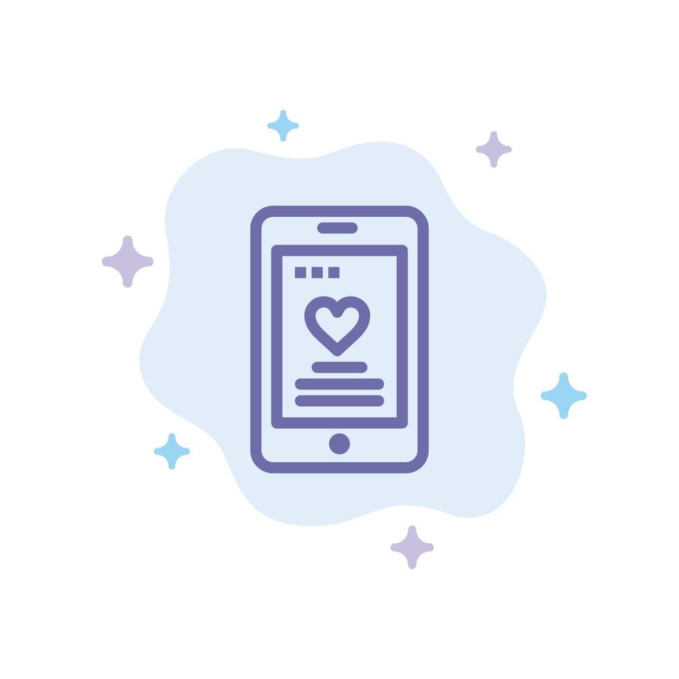 Cell Love Phone Wedding Blue Icon on Abstract Cloud Background vector