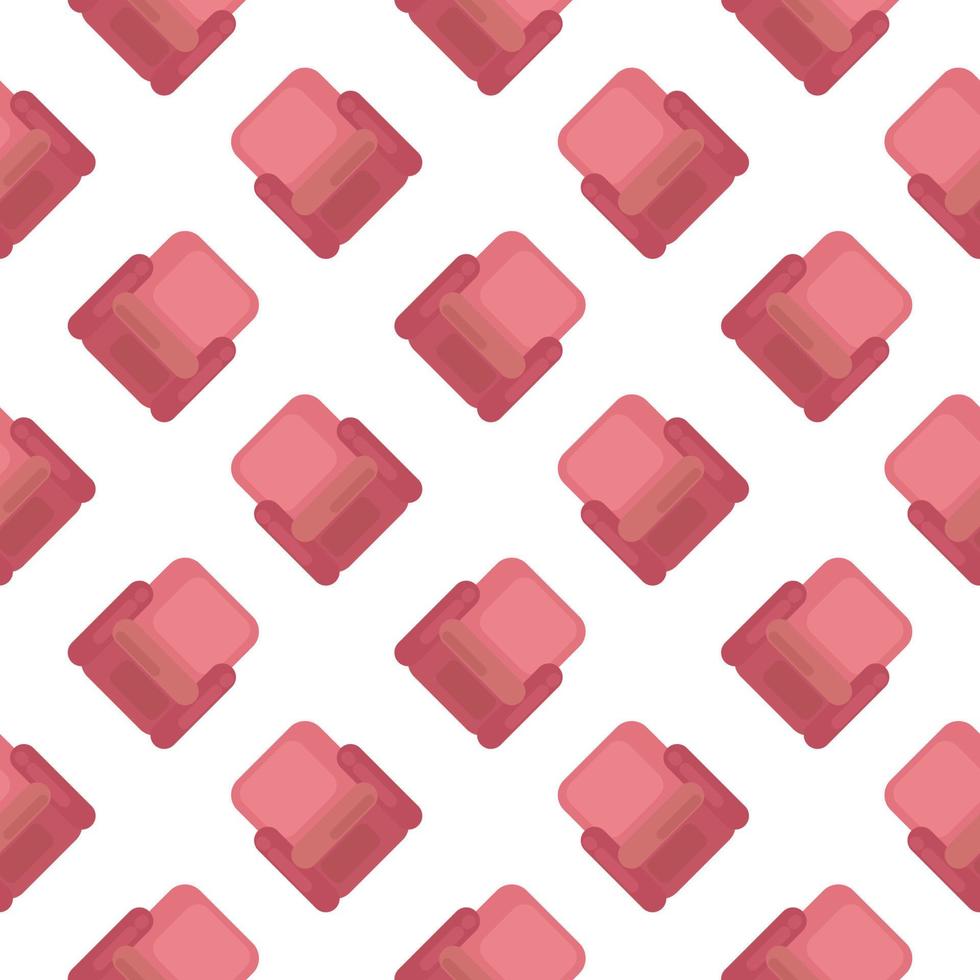 Red armchair ,seamless pattern on white background. vector