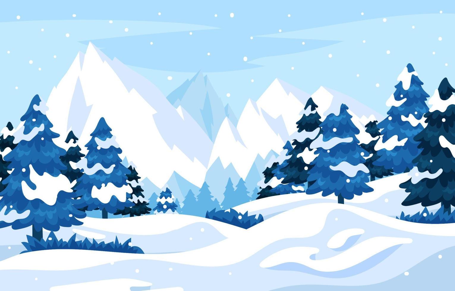 Mountain Scenery in Winter Background vector