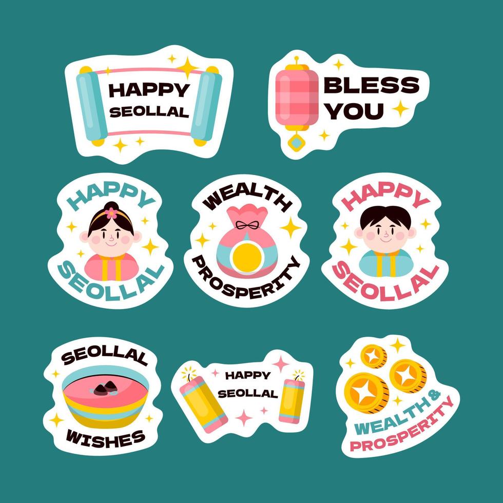 Happy Seollal Sticker Pack vector