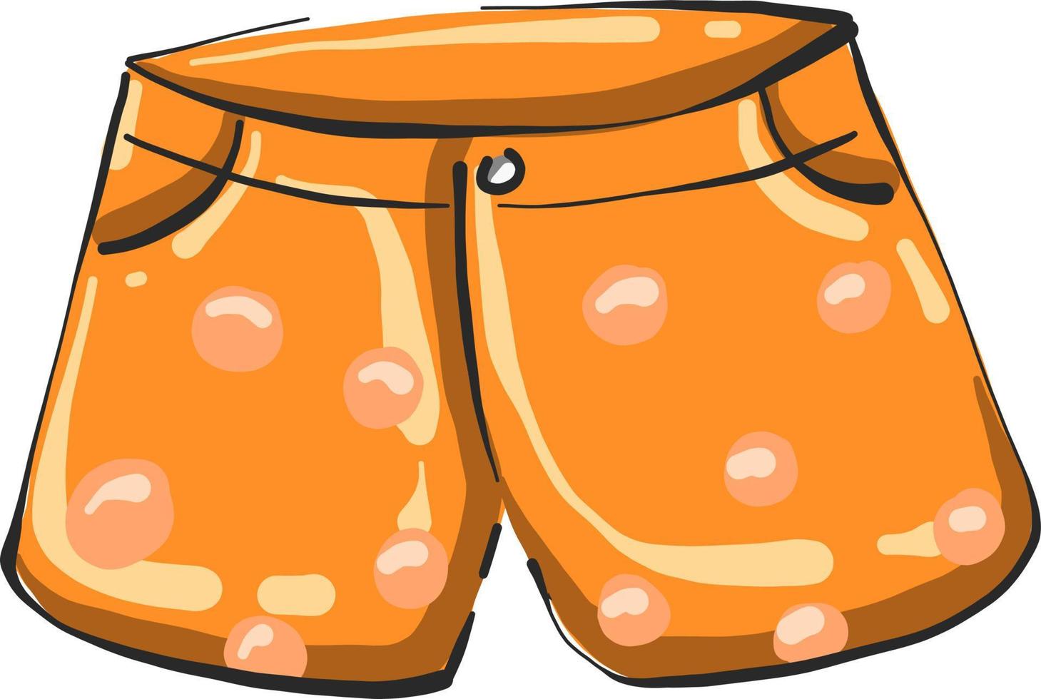 Orange shorts, illustration, vector on white background.