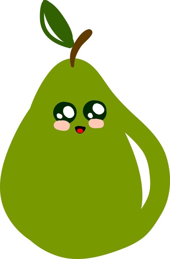 Cute green pear, illustration, vector on white background.