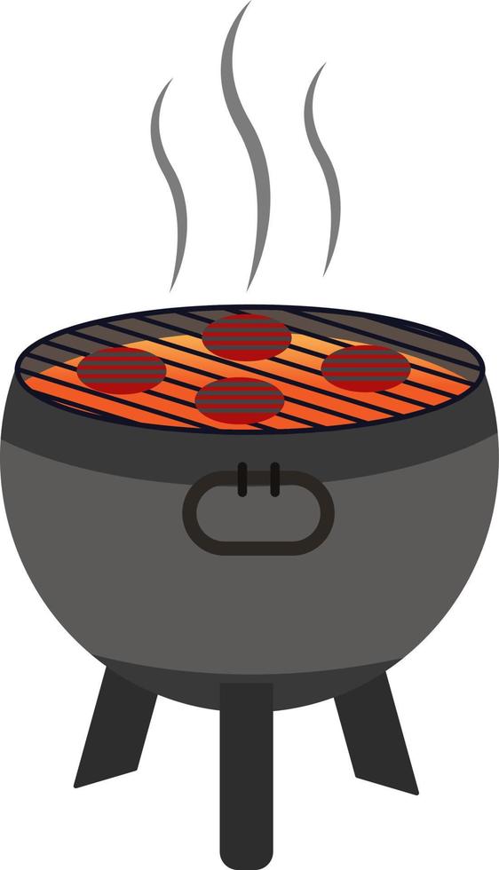 parrilla de barbacoa, ilustración, vector sobre fondo blanco.