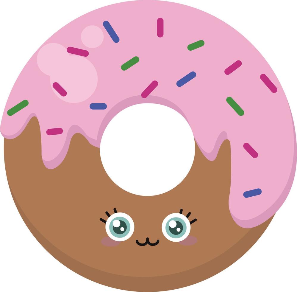 Cute donut, illustration, vector on white background