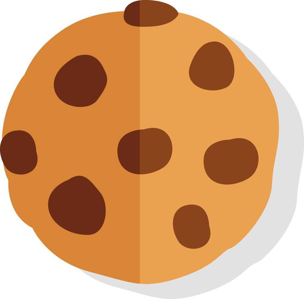 galleta con chispas de chocolate, ilustración, vector sobre fondo blanco.