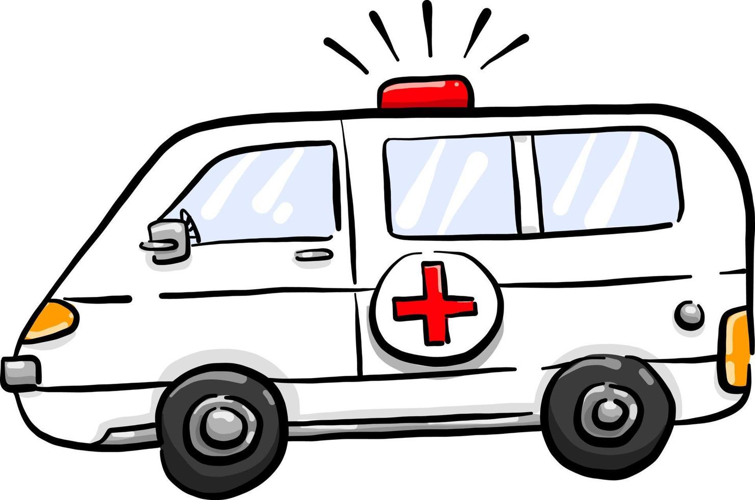 coche de ambulancia, ilustración, vector sobre fondo blanco