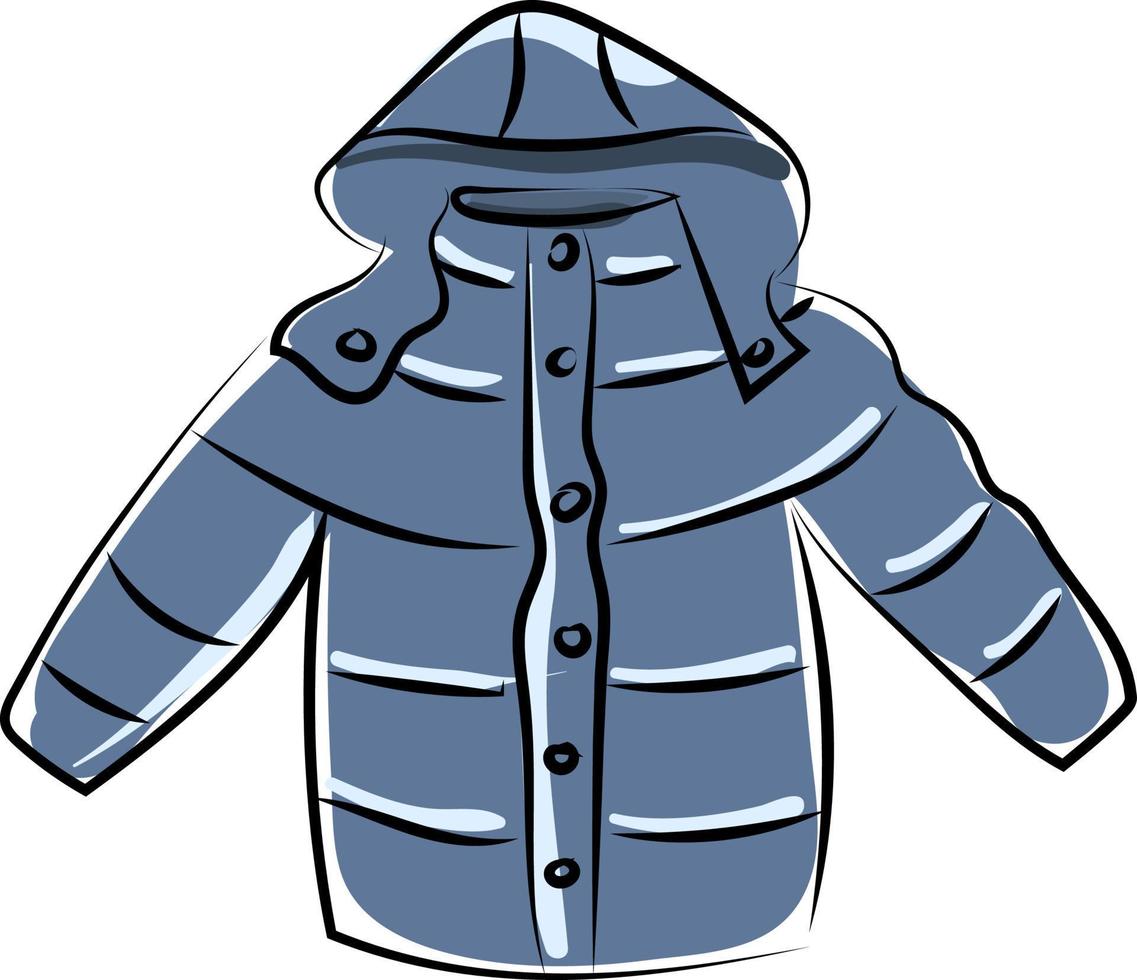 Blue winter jacket, illustration, vector on white background.