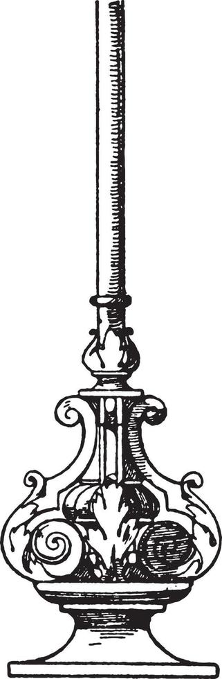 Flag-Staff Finial found on the lower end, authorized,  vintage engraving. vector