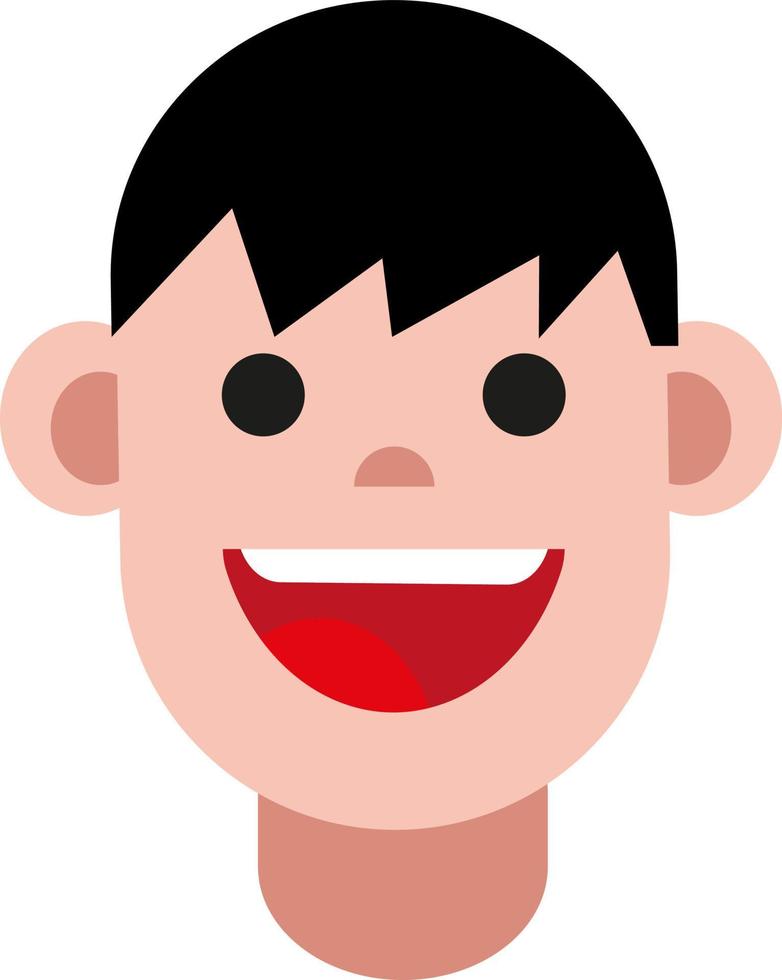 Boy with black hair, illustration, vector on a white background.