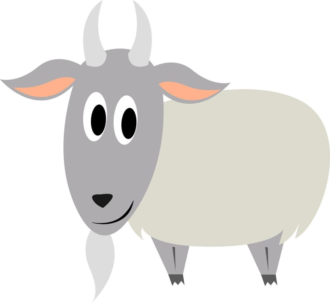 Old goat, illustration, vector on white background.