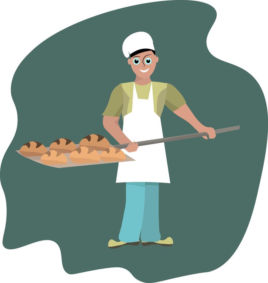 Smiling baker, illustration, vector on white background.