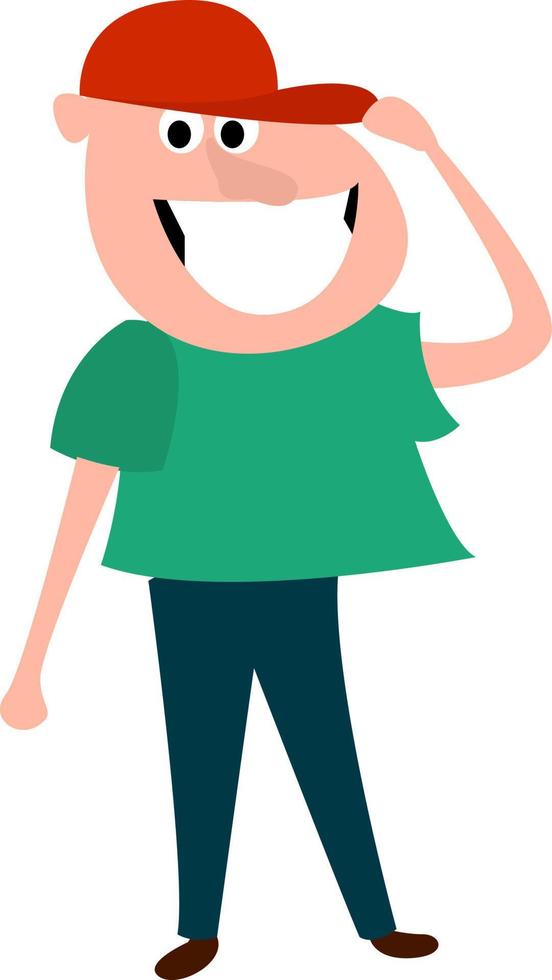Boy with red cap, illustration, vector on white background.