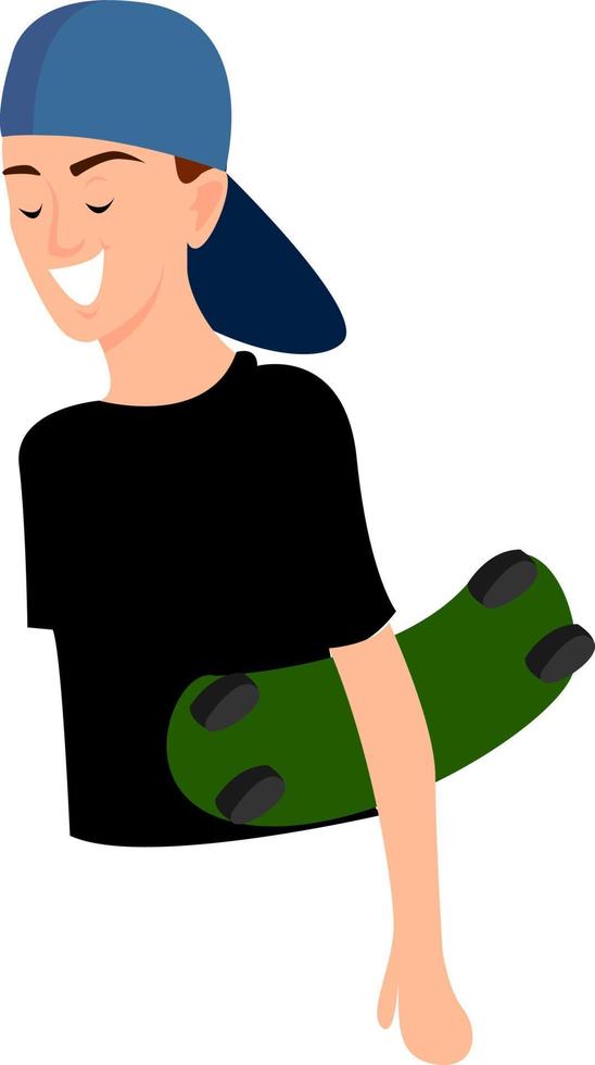 Boy with green hat, illustration, vector on white background.