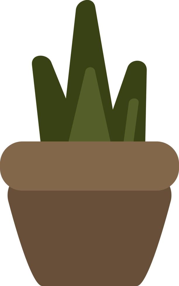 Green aloe plant in brown pot, illustration, on a white background. vector