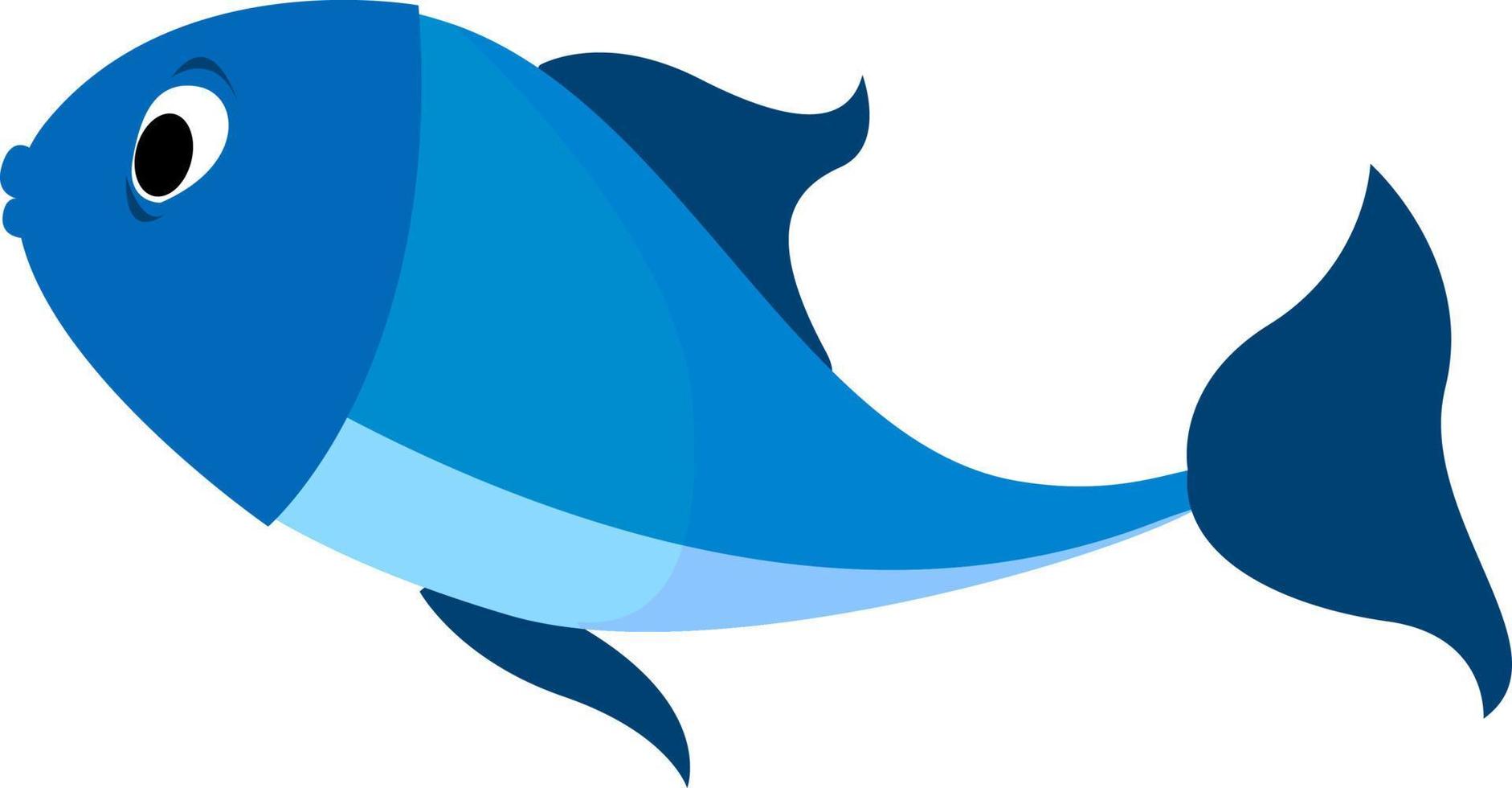 Blue fish, illustration, vector on white background.