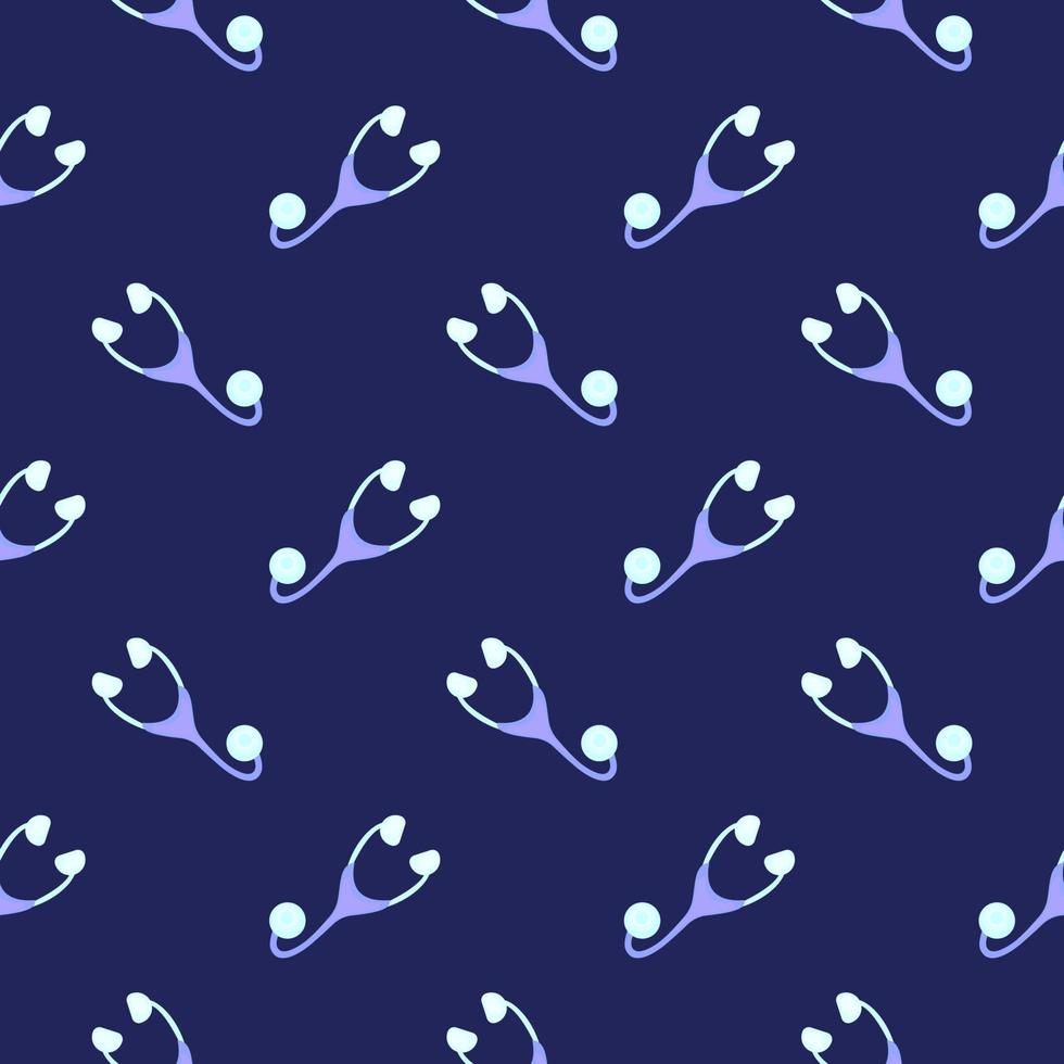 Purple stethoscope , seamless pattern on a purple background. vector