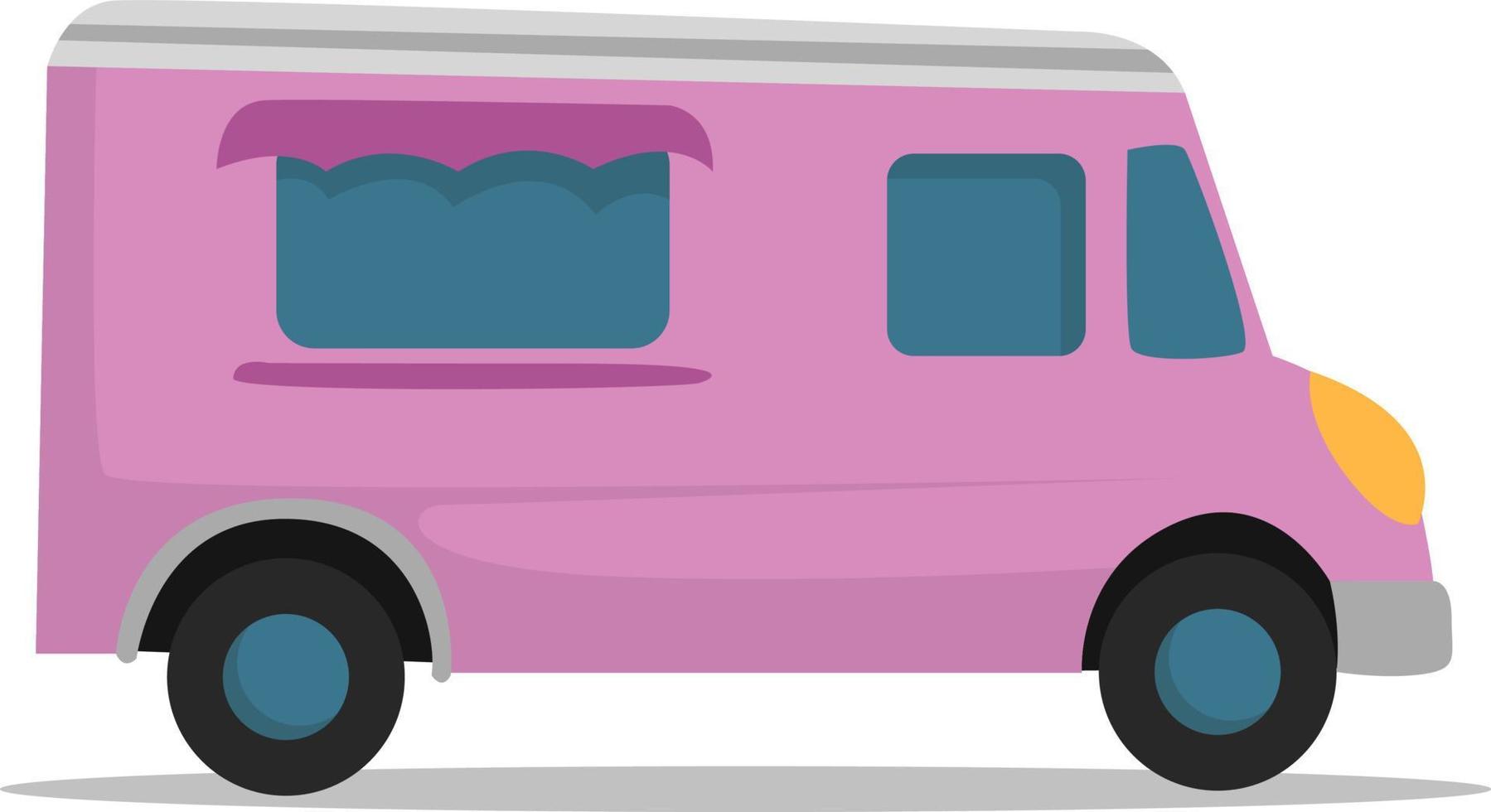 Pink ice cream truck, illustration, vector on white background