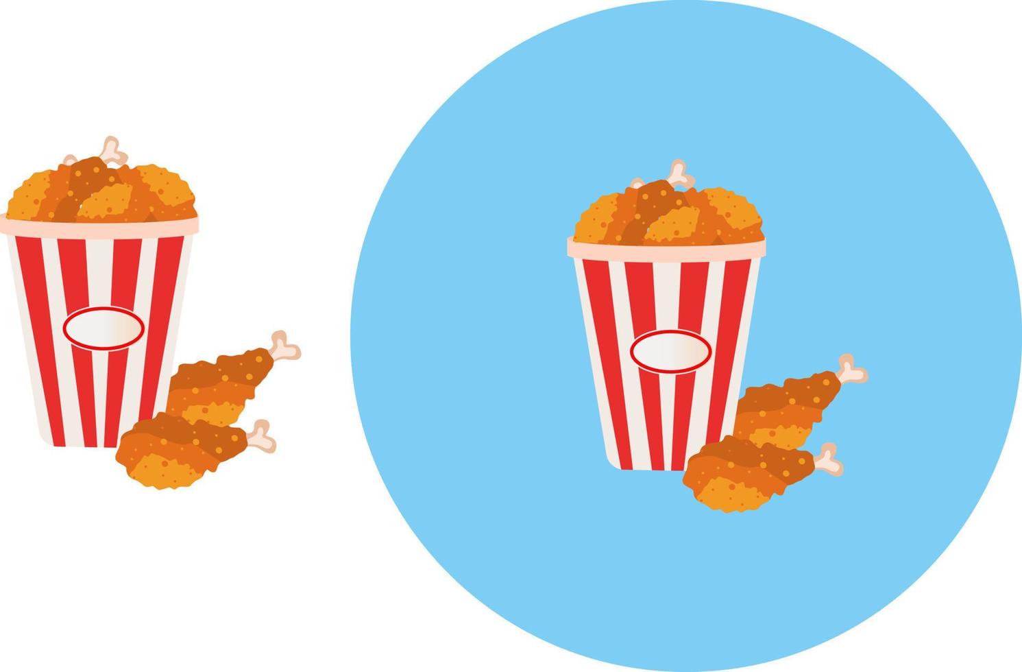 Fried chicken ,illustration, vector on white background.