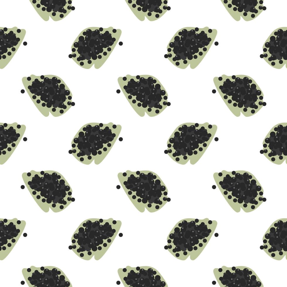 Black caviar ,seamless pattern on white background. vector