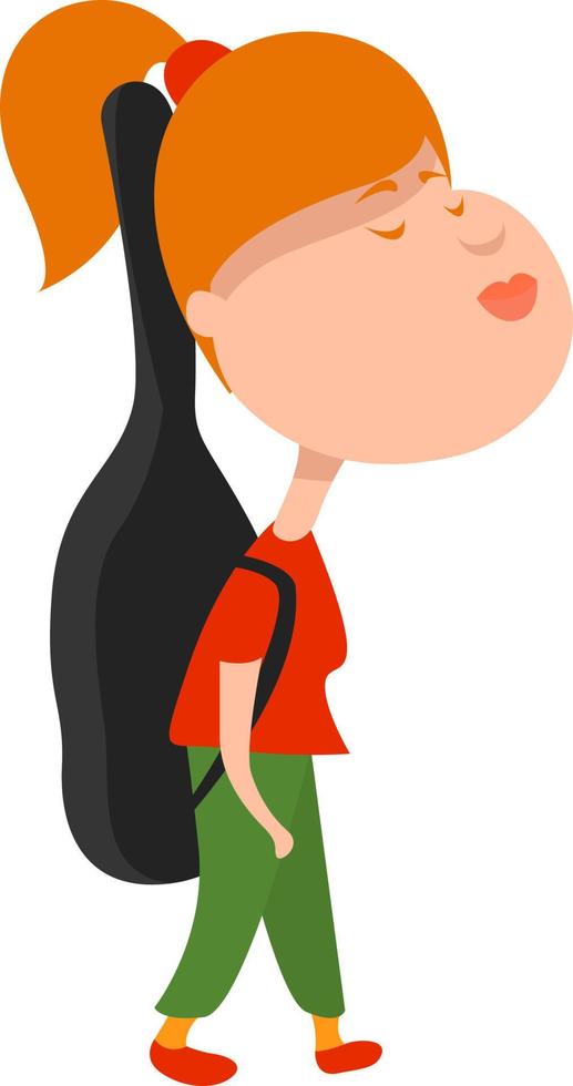 Girl with a guitar, illustration, vector on white background