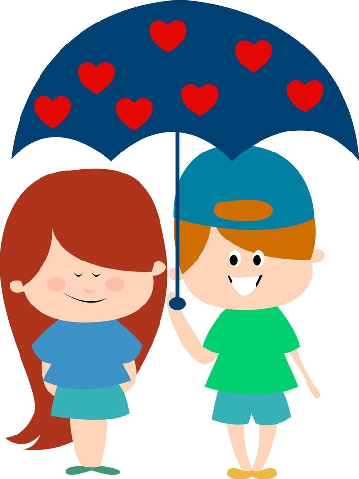 Umbrella with hearts, illustration, vector on white background.