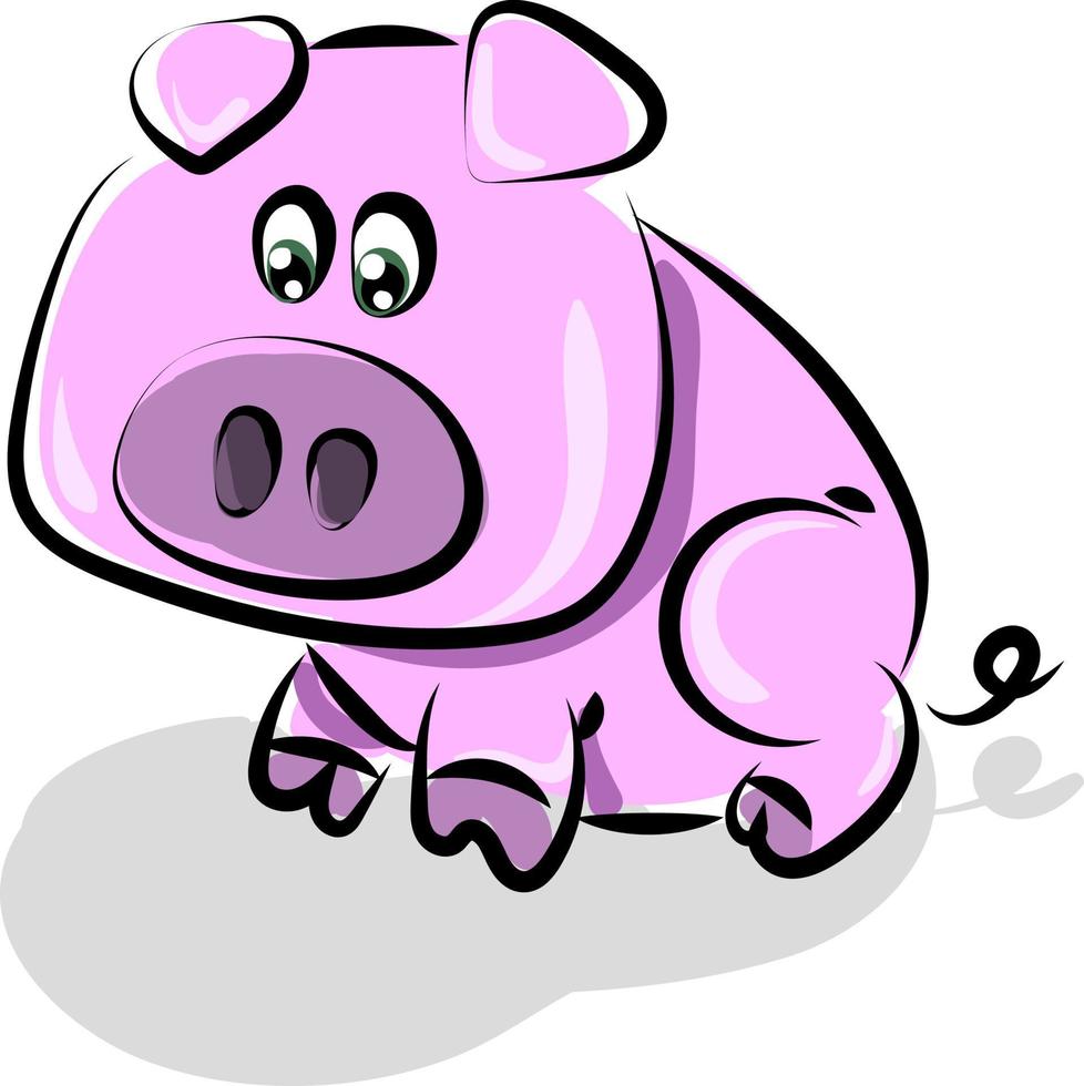 Pink pig, illustration, vector on white background.