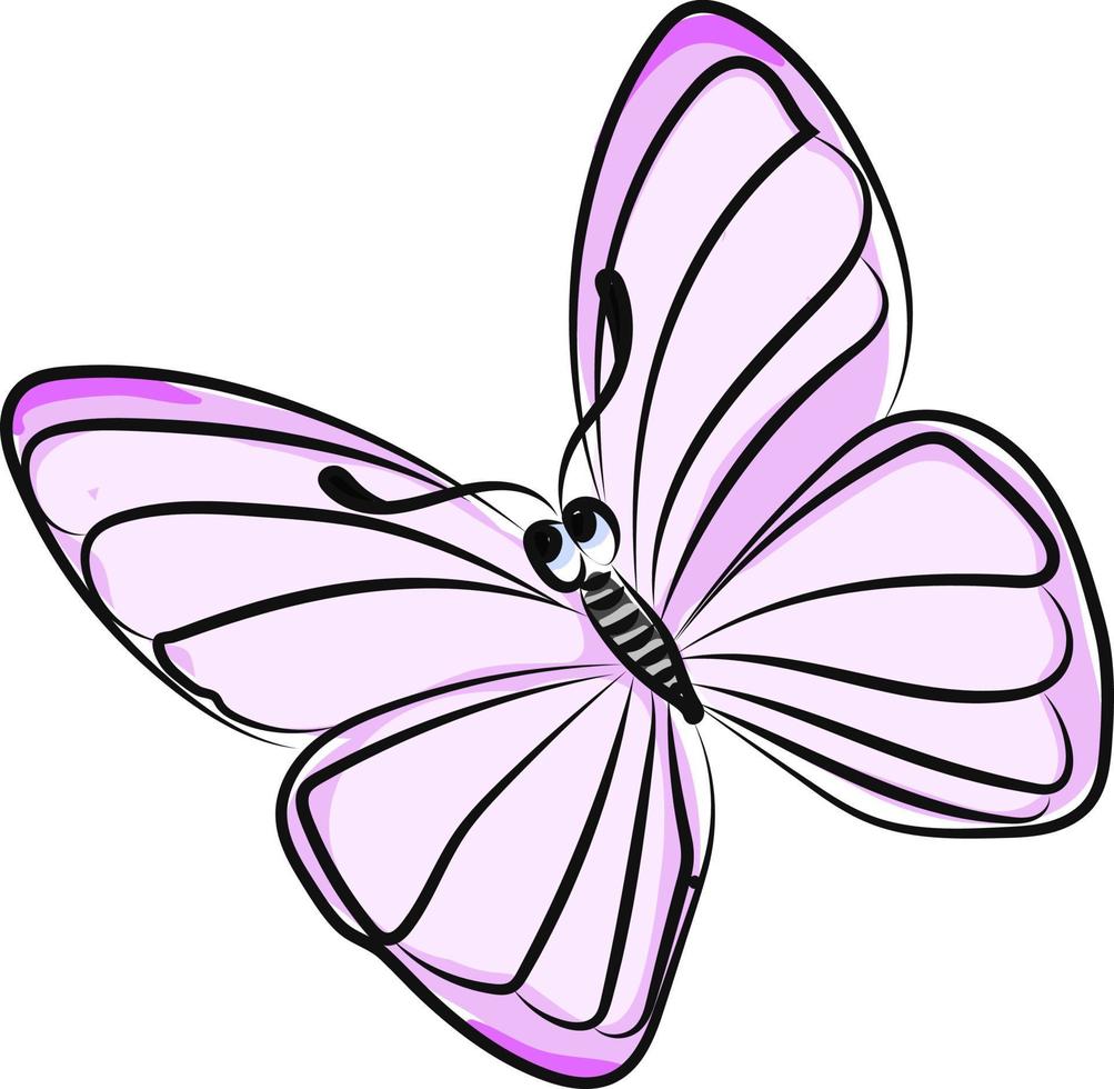 Pink butterfly, illustration, vector on white background.