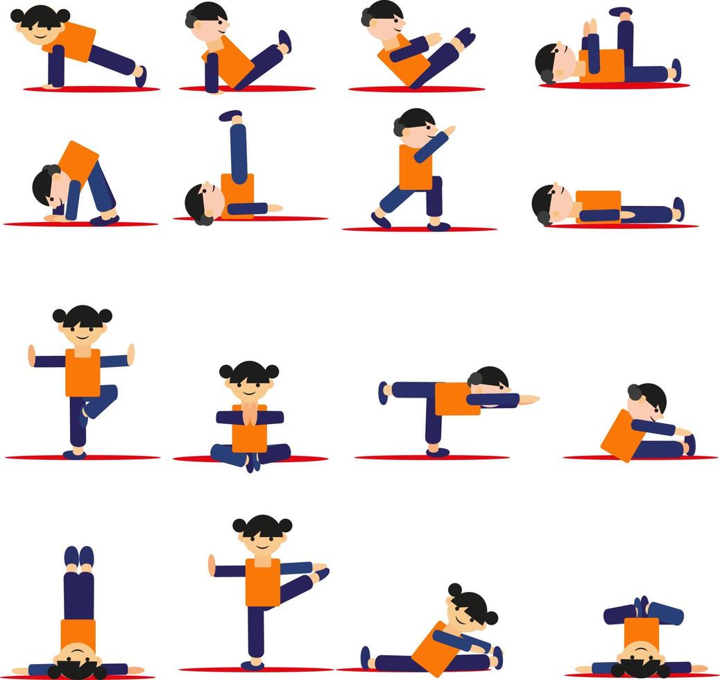 Yoga icon set, illustration, vector on a white background.