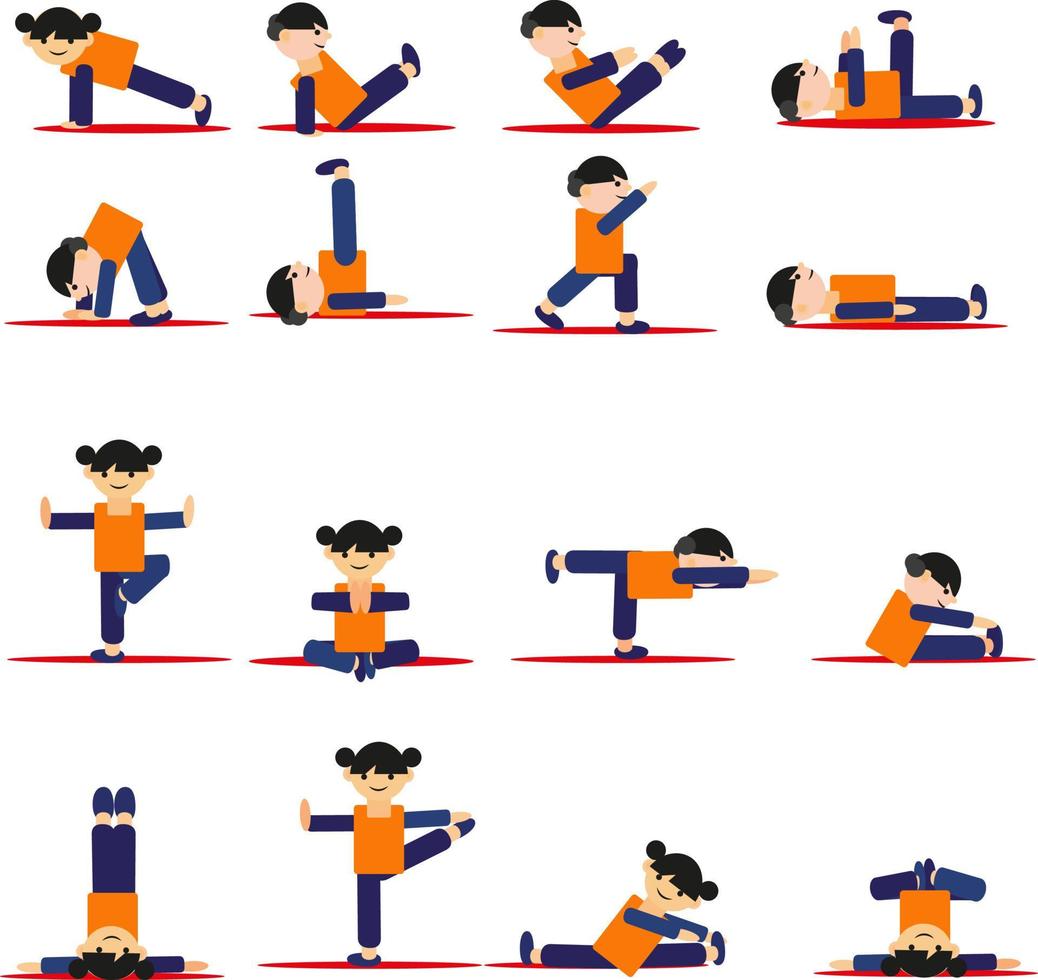 Conjunto de iconos de yoga, ilustración, vector sobre un fondo blanco.