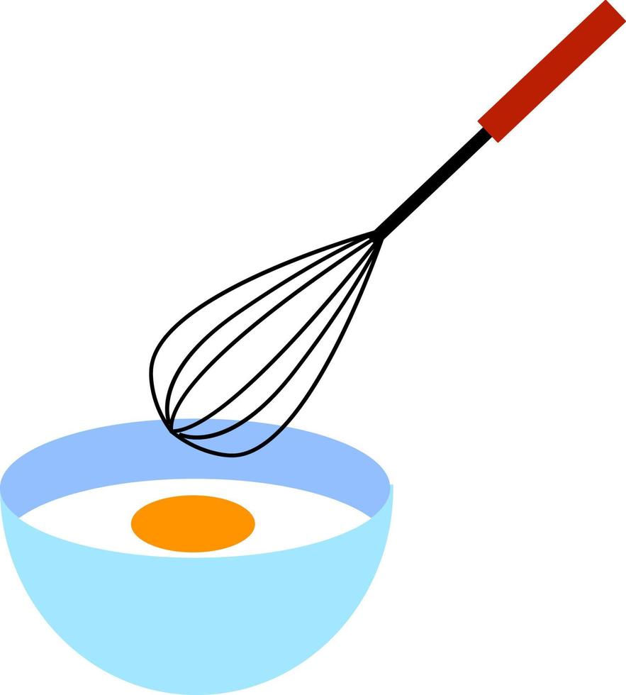 Egg with mixer, illustration, vector on white background.