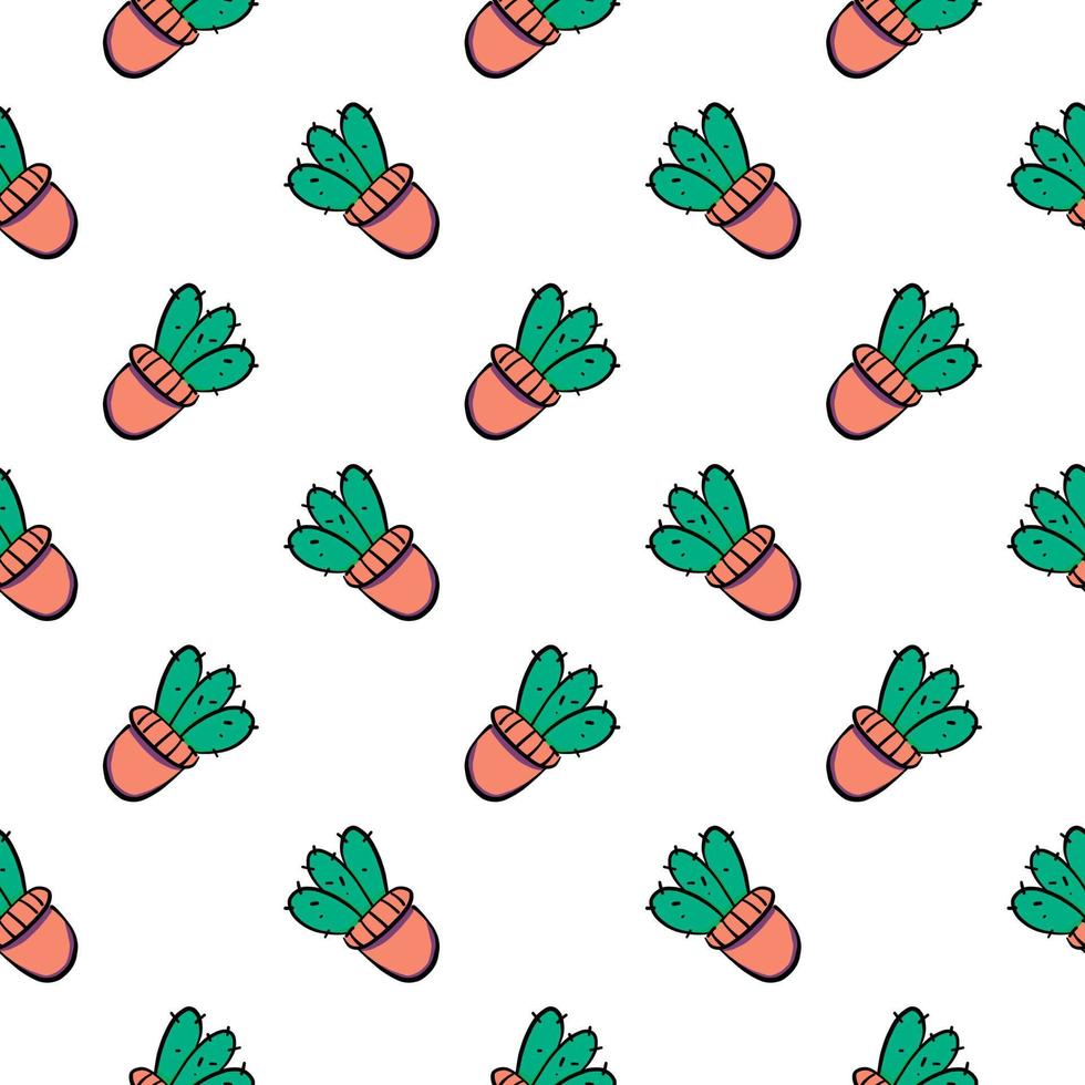 Small cactus ,seamless pattern on white background. vector