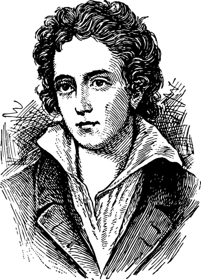 Percy Bysshe Shelley, vintage illustration vector