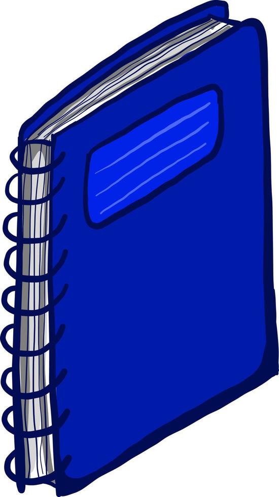 Blue notebook, illustration, vector on white background