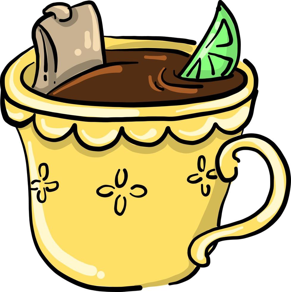 en taza de té, ilustración, vector sobre fondo blanco