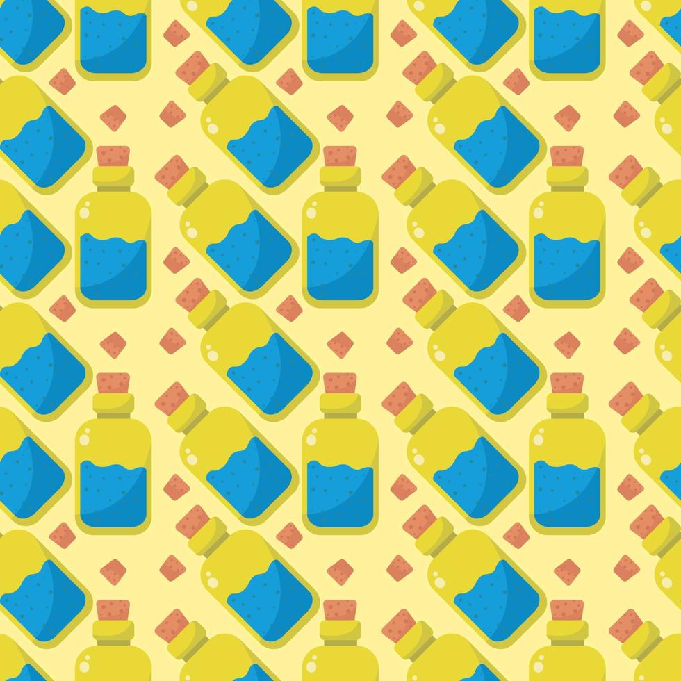 Elixir en botella patrón, ilustración, vector sobre fondo blanco.