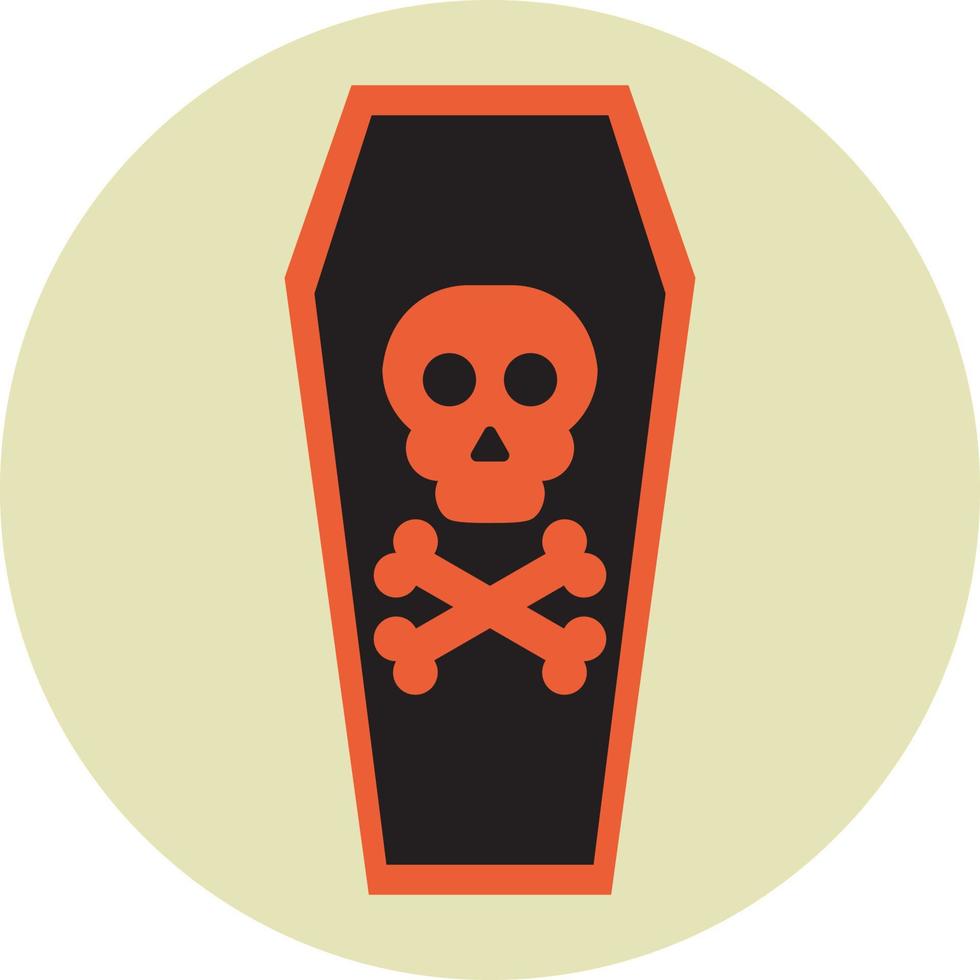 Coffin with bones, illustration, vector on a white background.