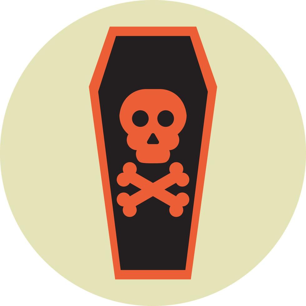 Coffin with bones, illustration, vector on a white background.