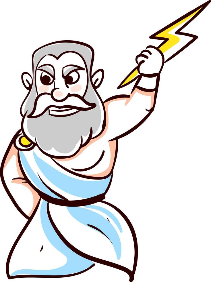 Angry Zeus, illustration, vector on white background