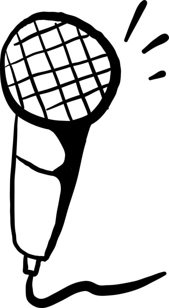 Microphone sketch, illustration, vector on white background.