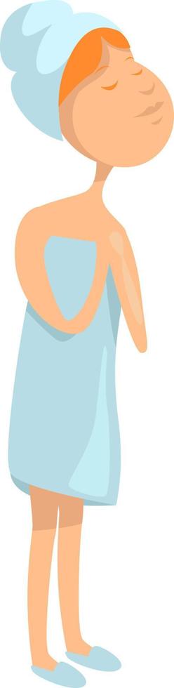 Girl with towel bath, illustration, vector on white background