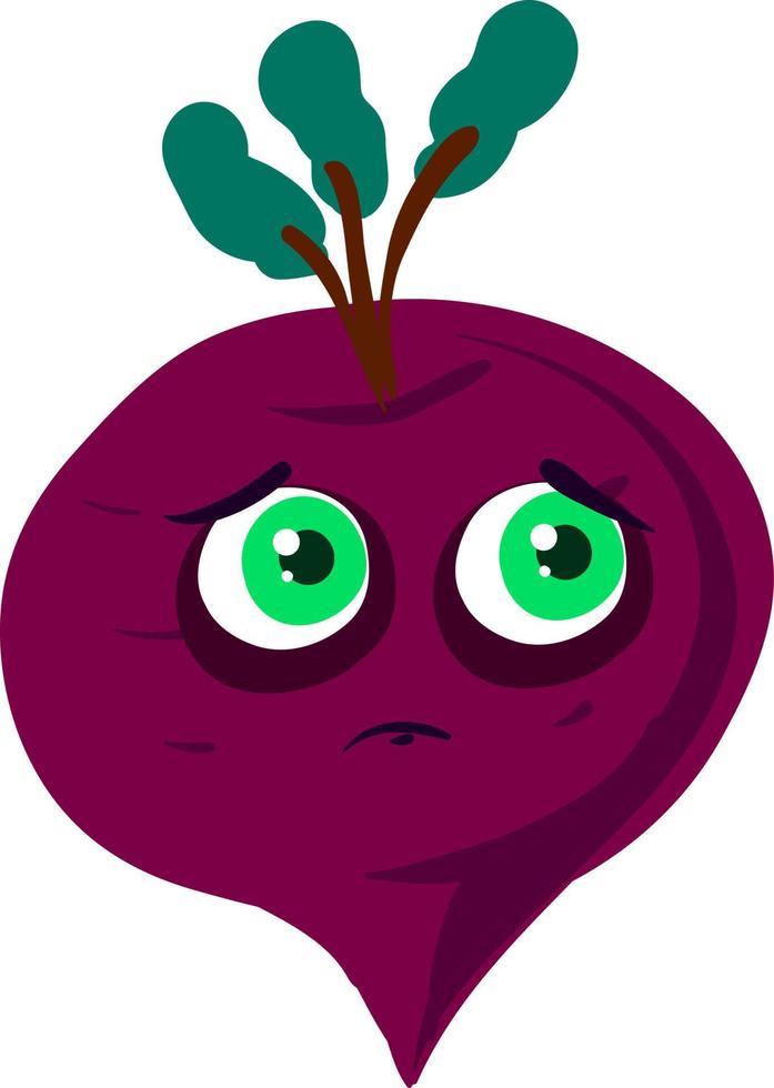 Sad beet, illustration, vector on white background.