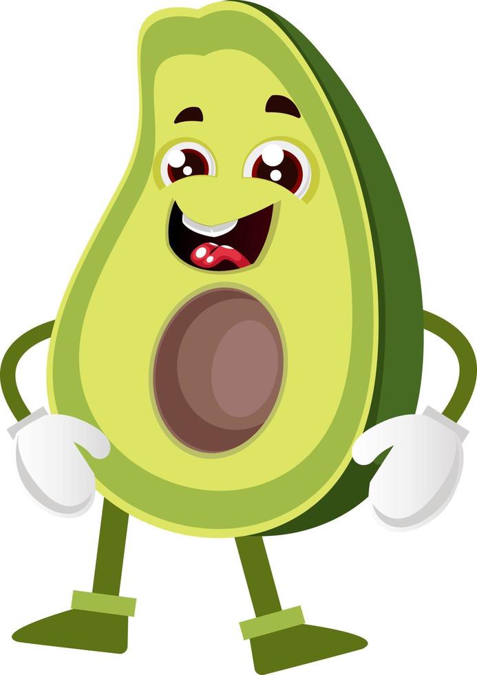 Silly avocado, illustration, vector on white background.