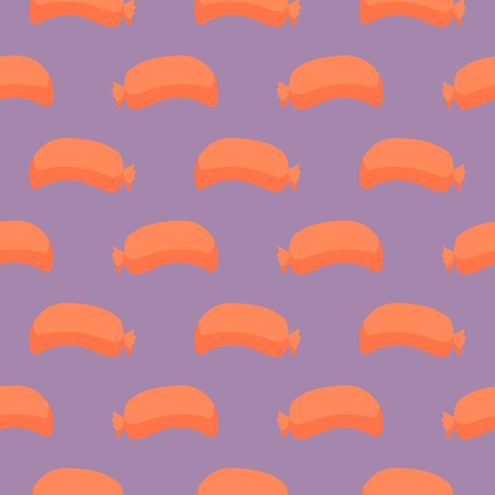 Fried sausage,seamless pattern on purple background. vector